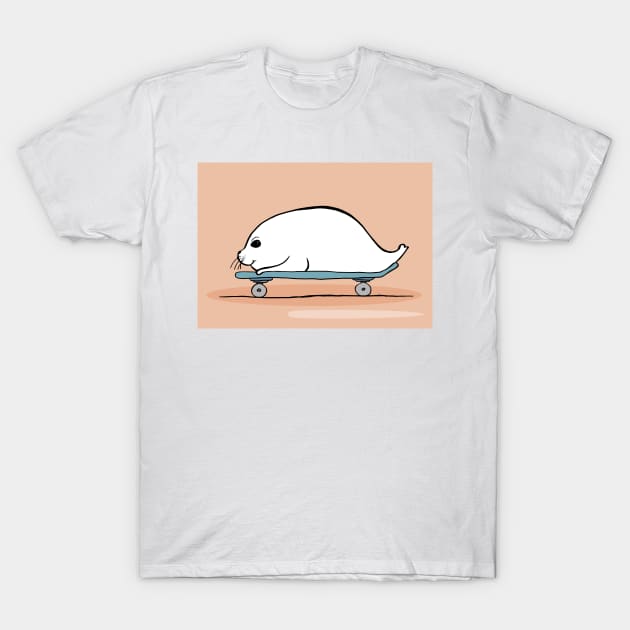 Seal on a Skateboard T-Shirt by Otter-Grotto